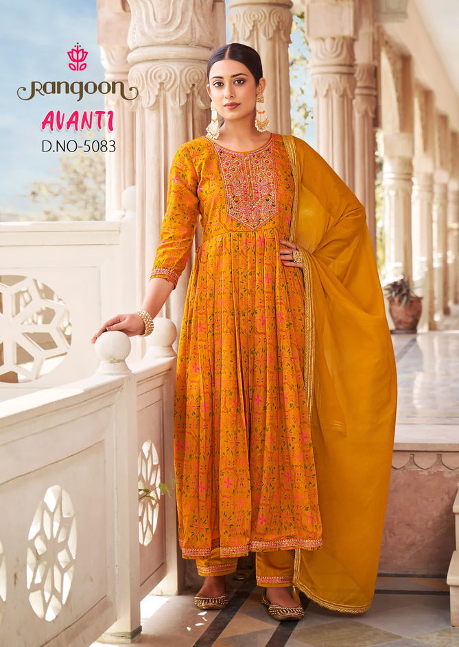 Avanti By Rangoon Silk Embroidery Kurti With Bottom Dupatta Wholesale Market In Surat
